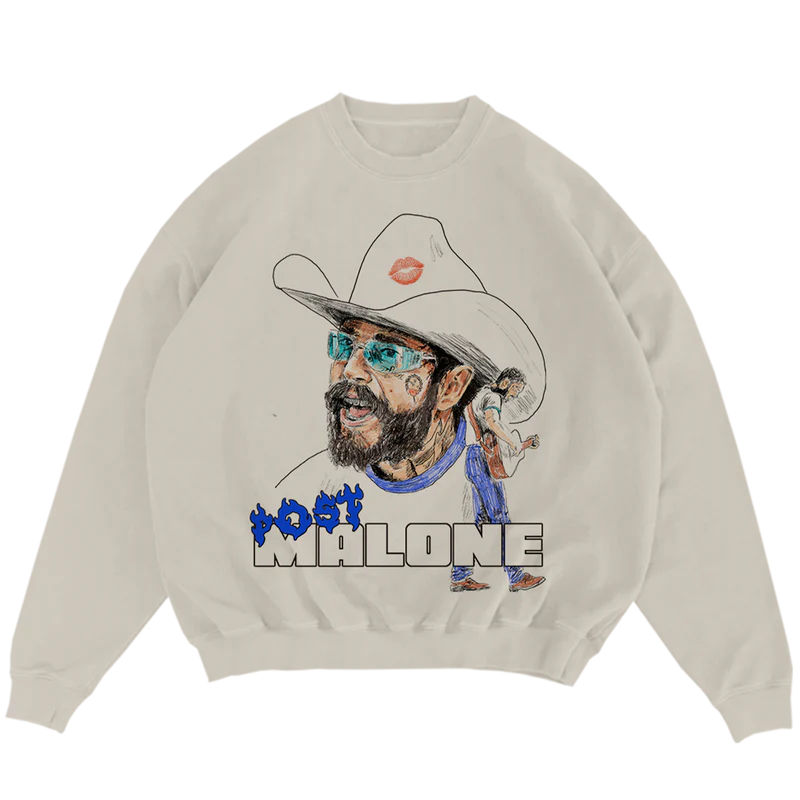 Post Malone Blue Flame Crewneck